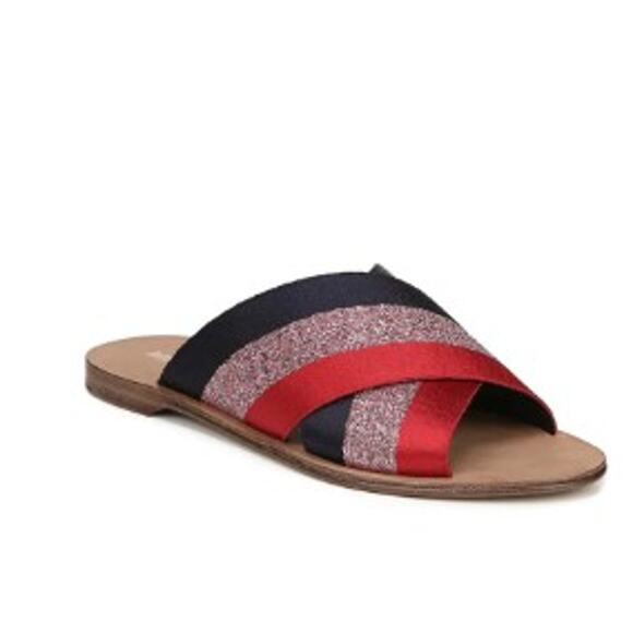 Diane Von Furstenberg Bailie 2 Crisscross Slide Red  Sandals Womens size 9.5 - Picture 1 of 5